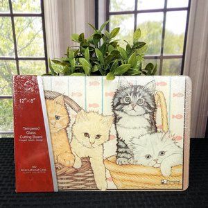 NEW CAT THEMED TEMPERED GLASS CUTTING BOARD
